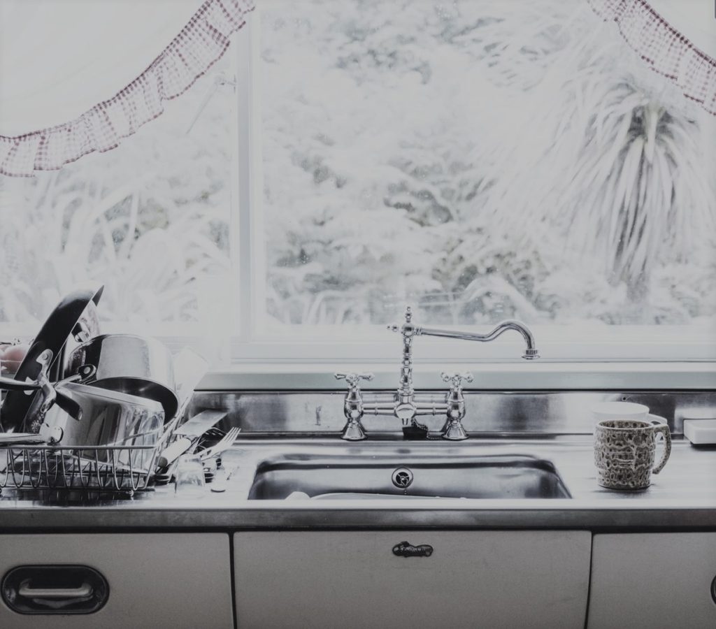 An image of the kitchen sink to show how doing chores can be a great place to be mindful.